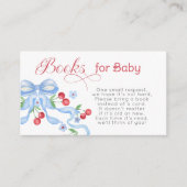 Boeken voor baby Cherry Blue Bow Baby shower Informatiekaartje (Voorkant)