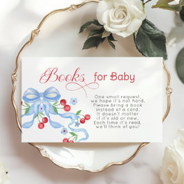 Boeken voor baby Cherry Blue Bow Baby shower Informatiekaartje