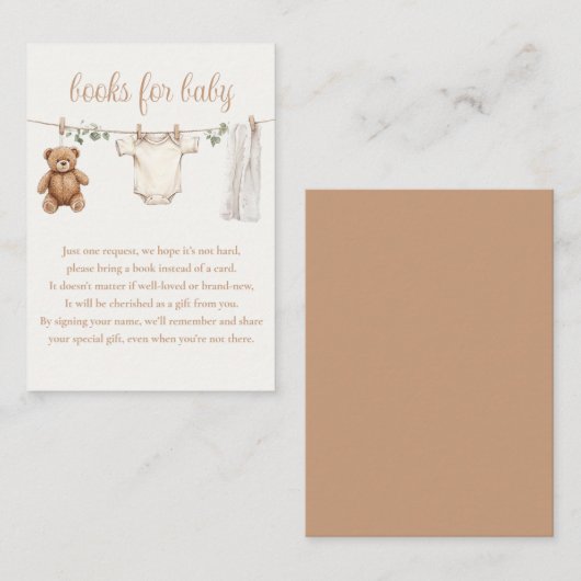 Boeken voor Baby Clothesline Baby shower Informatiekaartje (Voorkant / Achterkant)