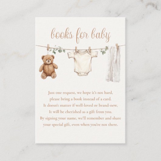 Boeken voor Baby Clothesline Baby shower Informatiekaartje (Voorkant)