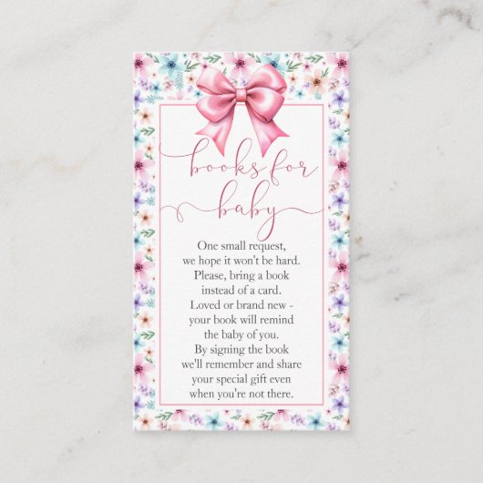 Boeken voor Baby Coquette Bow Floral Request Kaart (Voorkant)