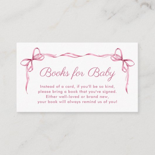 Boeken voor Baby Coquette Bows Baby Girl Shower Informatiekaartje (Voorkant)