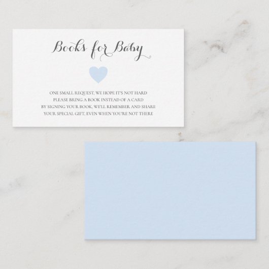 Boeken voor Baby Cute Blue Heart Boy Baby shower Informatiekaartje (Voorkant / Achterkant)