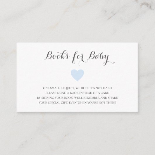 Boeken voor Baby Cute Blue Heart Boy Baby shower Informatiekaartje (Voorkant)