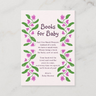 Boeken voor Baby Cute Florale Baby Shower Informatiekaartje