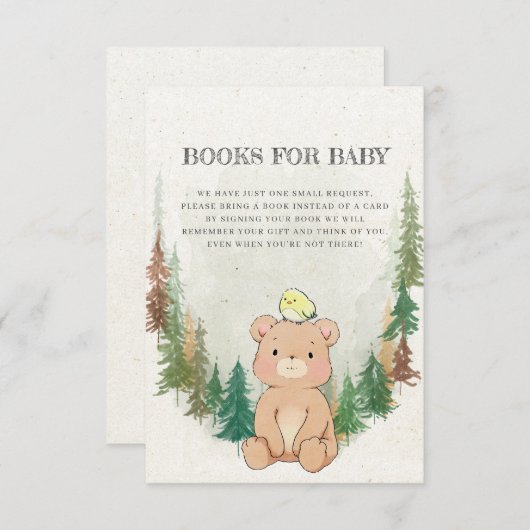 Boeken voor Baby Cute Waterverf Beer Rustic Forest Informatiekaartje (Voorkant / Achterkant)
