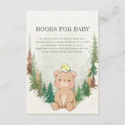 Boeken voor Baby Cute Waterverf Beer Rustic Forest Informatiekaartje (Voorkant)