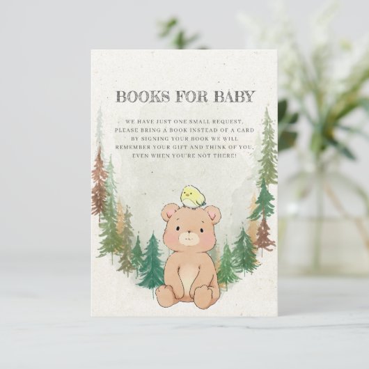 Boeken voor Baby Cute Waterverf Beer Rustic Forest Informatiekaartje (Staand voorkant)