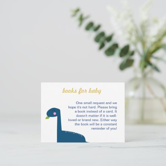 Boeken voor Baby Dinosaur Baby shower Blue Cute Informatiekaartje (Staand voorkant)