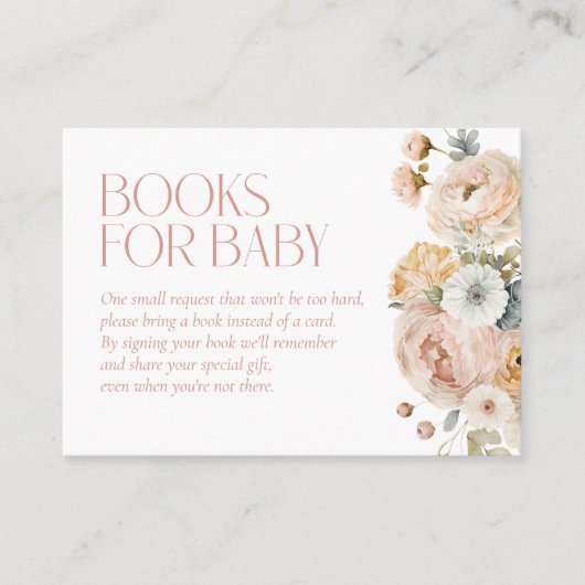 Boeken voor Baby Elegant Bloemen Baby shower Informatiekaartje (Voorkant)