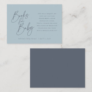 Boeken voor Baby   Elegant Script Dusty Blue Informatiekaartje
