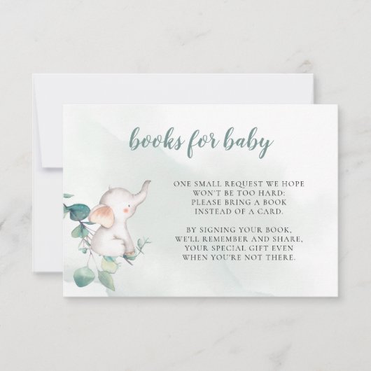 Boeken voor Baby Enclosure Card Baby Elephant Bedankkaart (Voorkant)
