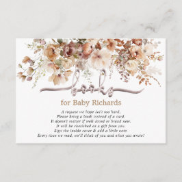 Boeken voor Baby Floral Baby shower Informatiekaartje
