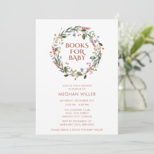 Boeken voor Baby Floral Baby shower Invitation Kaart (Staand voorkant)