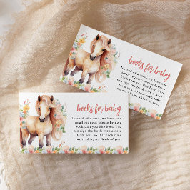 Boeken voor Baby Floral Horse Baby shower Informatiekaartje