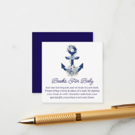 Boeken voor baby, Floral Nautical Boy baby shower Informatiekaartje