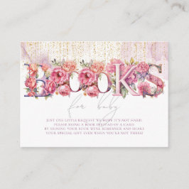 Boeken voor Baby Floral Pink Gold Glitter Informatiekaartje