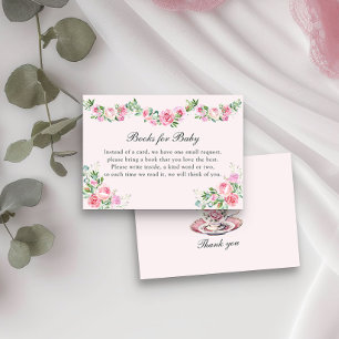 Boeken voor Baby  Floral Tea Cup Baby shower Informatiekaartje