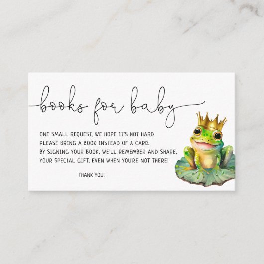 Boeken voor Baby Frog Prince Baby shower Informatiekaartje (Voorkant)