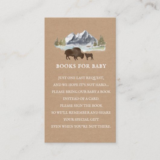 Boeken voor Baby gedicht karkasbuffel-Baby shower Informatiekaartje (Voorkant)