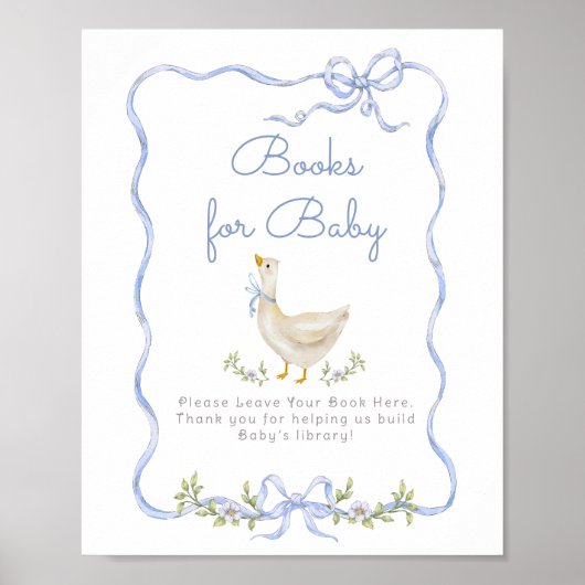 Boeken voor baby Gekke Goose Blue Bow baby shower Poster (Voorkant)
