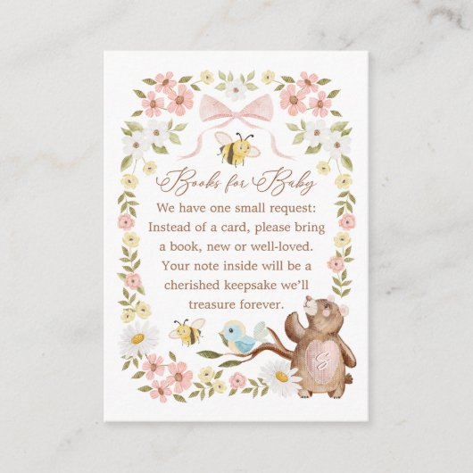 Boeken voor Baby Girl Knitted Floral Woodland Beer Informatiekaartje (Voorkant)