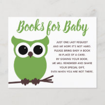Boeken voor Baby Green Owl Baby Shower Insteekkaar