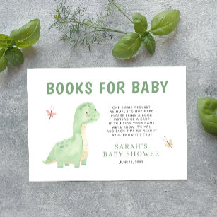 Boeken voor Baby Green Waterverf Dinosaur Shower Informatiekaartje