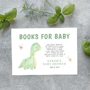 Boeken voor Baby Green Waterverf Dinosaur Shower Informatiekaartje