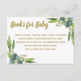 Boeken voor Baby Greenery Gold Baby shower Insert Informatiekaartje