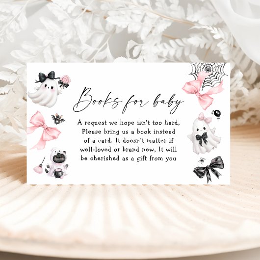 Boeken voor Baby Halloween Pink Baby shower Informatiekaartje