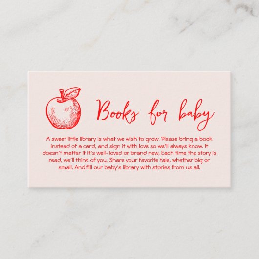 Boeken voor Baby Hand Drawn Apple Informatiekaartje (Voorkant)
