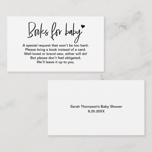  Boeken voor baby Heart Library aanvraag Informatiekaartje (Voorkant / Achterkant)