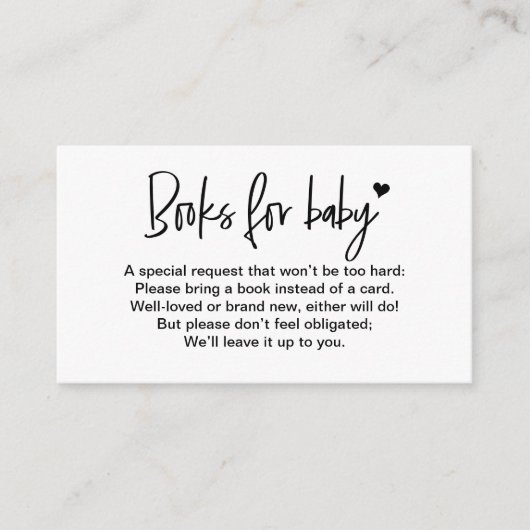  Boeken voor baby Heart Library aanvraag Informatiekaartje (Voorkant)