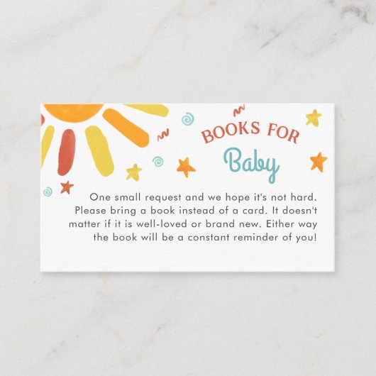 Boeken voor Baby Here Comes The Son Baby shower Informatiekaartje (Voorkant)