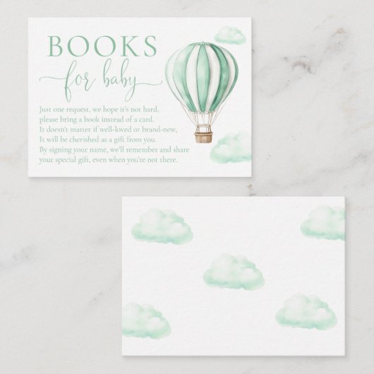 Boeken voor Baby Hete Luchtballon Baby shower Informatiekaartje (Voorkant / Achterkant)