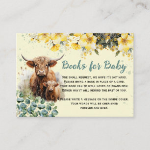 Boeken voor Baby Highland Koe Baby shower Informatiekaartje