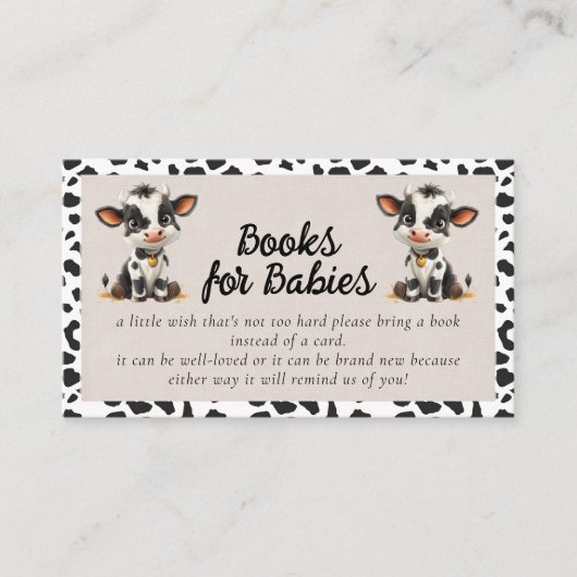 Boeken voor Baby Holy Koe Twins Baby shower Informatiekaartje (Voorkant)