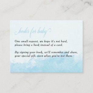 Boeken voor Baby-inktwas textuur blauw Baby shower Informatiekaartje