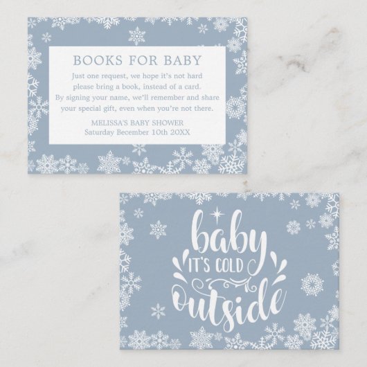 Boeken voor baby jongen Winter baby shower stoffig Informatiekaartje (Voorkant / Achterkant)