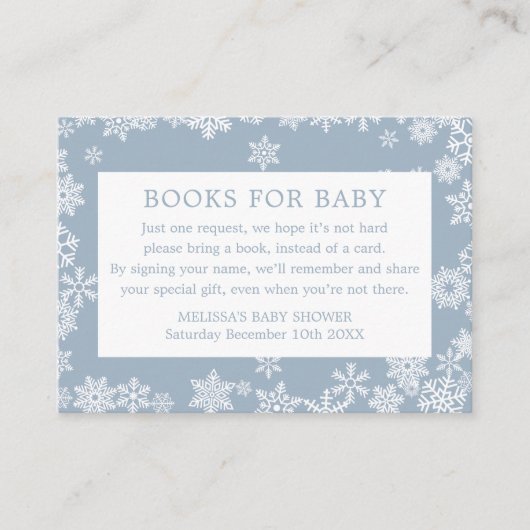 Boeken voor baby jongen Winter baby shower stoffig Informatiekaartje (Voorkant)