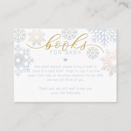 Boeken voor Baby Kaart – Blue Winter Shower (Voorkant)