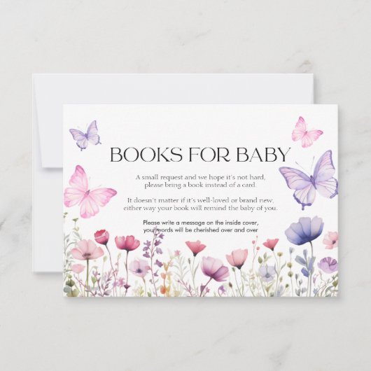Boeken voor Baby Kaart Butterfly Floral Notitiekaartje (Voorkant)