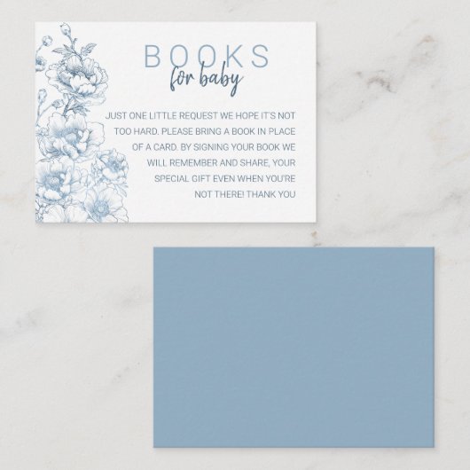 Boeken voor Baby Kaart – Dusty Blue Floral Enclosu (Voorkant / Achterkant)