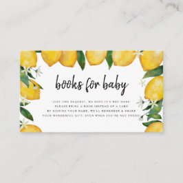 Boeken voor Baby Kaart, Lemon Thmed Baby shower Informatiekaartje