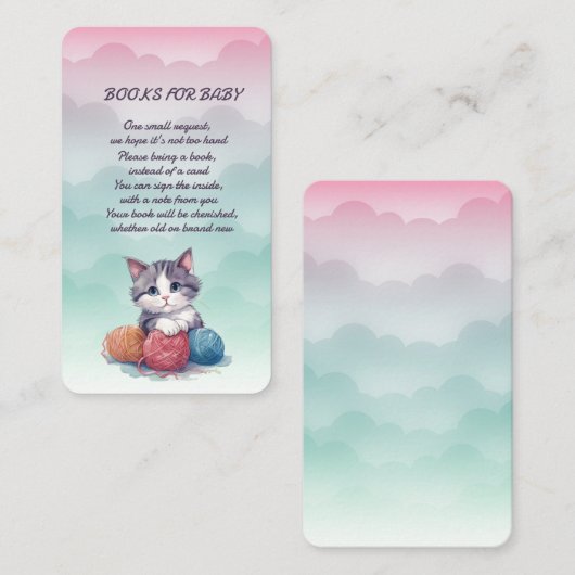 Boeken voor Baby Kitten Baby shower Enclosure Kaar Informatiekaartje (Voorkant / Achterkant)