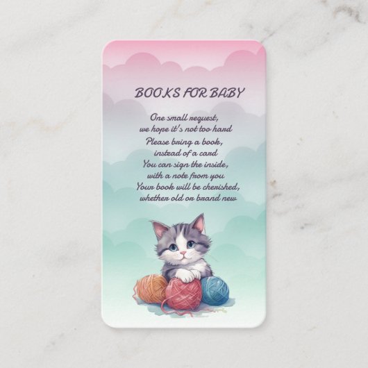 Boeken voor Baby Kitten Baby shower Enclosure Kaar Informatiekaartje (Voorkant)