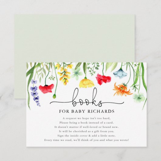 Boeken voor Baby kleurrijk baby shower van wilde b Informatiekaartje (Voorkant / Achterkant)