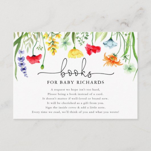 Boeken voor Baby kleurrijk baby shower van wilde b Informatiekaartje (Voorkant)