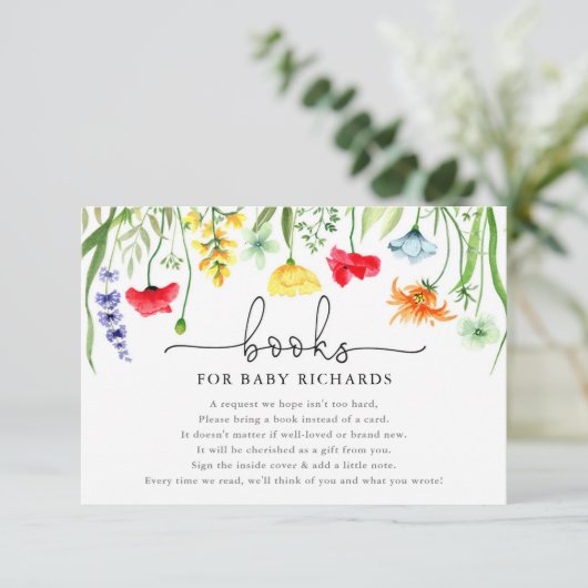 Boeken voor Baby kleurrijk baby shower van wilde b Informatiekaartje (Staand voorkant)